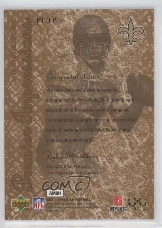 2007 UD Premier Impressions Bronze /75 Tyler Palko #PI-TP Rookie Auto RC - Image 2 of 2