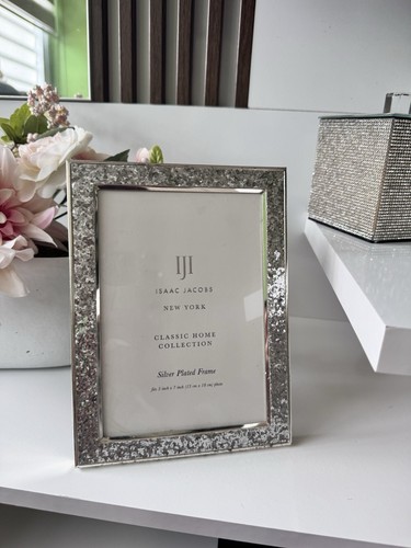 Glittered Silver Plated Frame 5x7 Photo Home decor By Isaac Jacobs NEW YORK