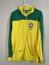 Official CBF Soccer Federation Brasil Track Jacket Men Size XL Yellow/Gre