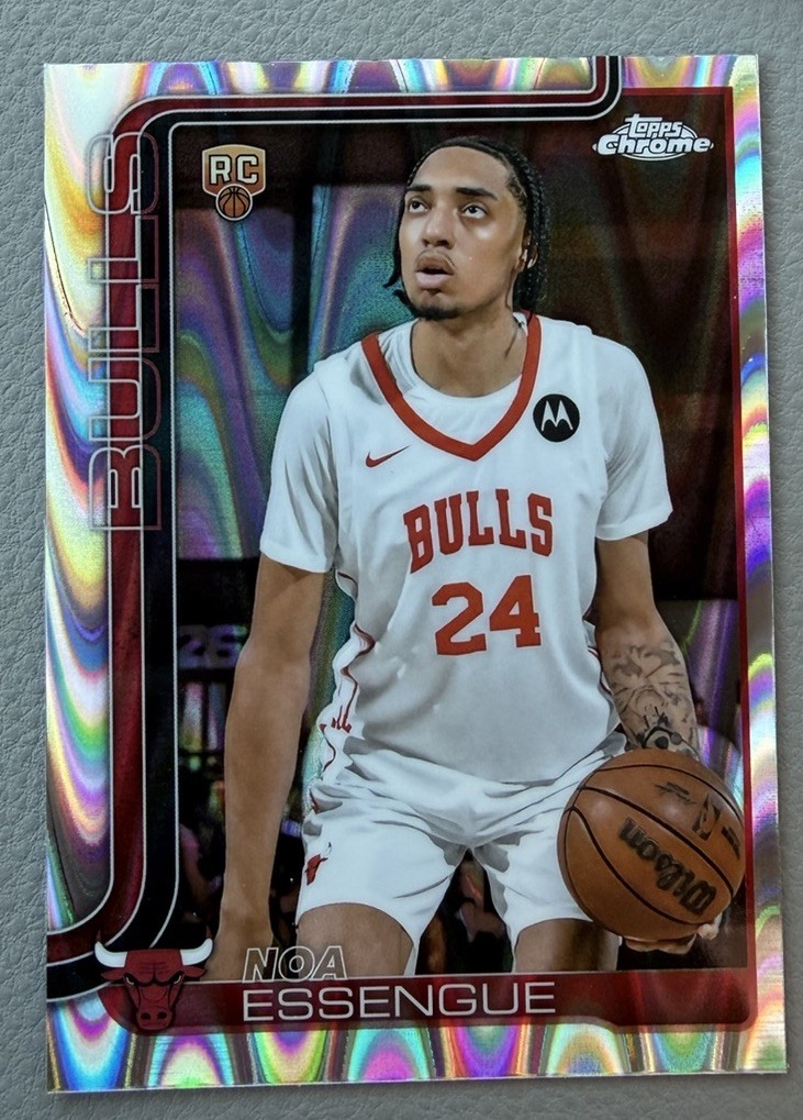 Noa Essengue 2025-26 Topps Chrome Basketball #262 RayWave Refractor Bulls Rookie