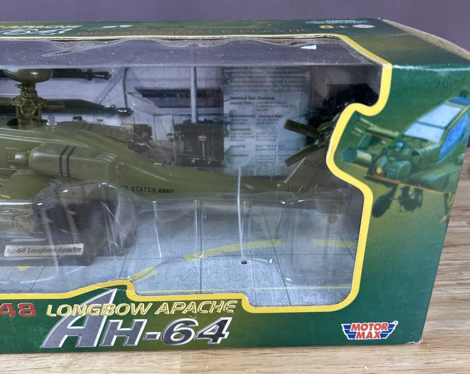 Vintage Motor Max No. 76339 AH-64 Longbow Apache Diecast Metal & Plastic NIB - Image 3 of 4