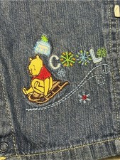 Vintage Disney Baby Winnie The Pooh Embroidered Denim Overalls Size 6-9 Months