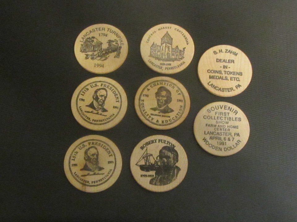 12 wooden tokens - All from Red Rose Coin club, Lancaster Pa. | eBay