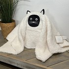 POTTERY BARN TEEN SCAREDY CAT PILLOW WHITE SHERPA SPOOKY HALLOWEEN GHOST CAT