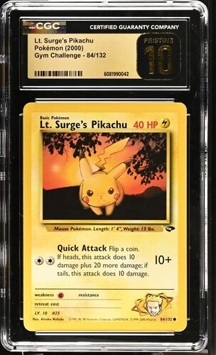 Lt. Surge's Pikachu 84/132 - Pokémon Gym Challenge CGC 10 PRISTINE POP 10
