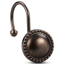 PSPFTN 12Piece Set of Shower Curtain Hooks Metal Decorative Rings AntiRust C...