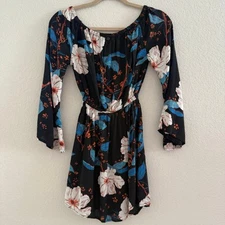 Billabong Floral Print Mini Dress Bohemian Flowy Casual S