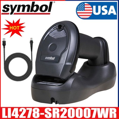 Symbol LI4278-SR20007WR Bluetooth 1D Barcode Scanner With USB Cable & Cradle USA