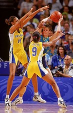 Jo Hill of Australia is closed down by Janeth Arcain Cintia Santos- Old Photo