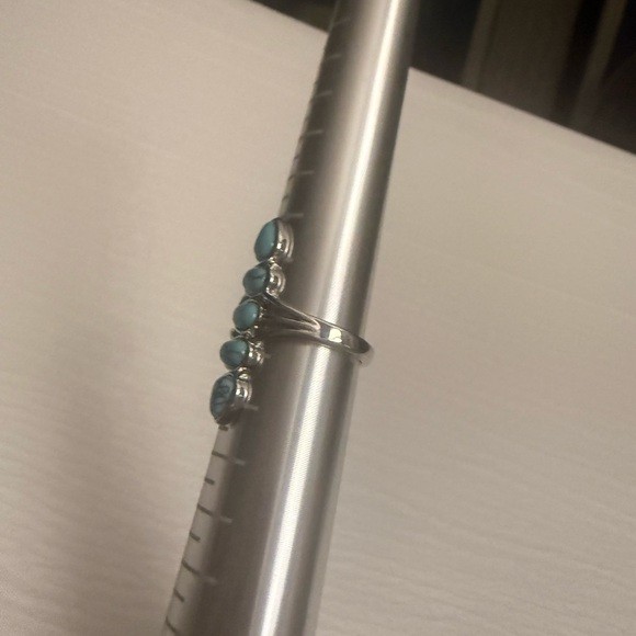 Turquoise Stone Vertical Statement Ring Silver To… - image 3