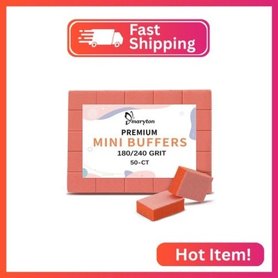 Maryton Mini Nail Buffer Blocks - 180/240 Grit Professional Salon Orange Buffers