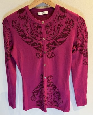 Gianni Versace Collection Strickjacke Rosa Barock Strick 8 Knöpfe IT40 UK8 Luxus!