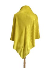 Vintage Silk Blend Scarf Square Bright Yellow Diamond Pattern Jacquard Wrap A119