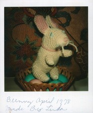 Old Vintage Photo COLOR POLAROID EASTER BUNNY BASKET 1978 INSTANT PHOTOGRAPH