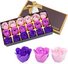 18 PCS Purple Rose Petal Scented Bath Soap Gift