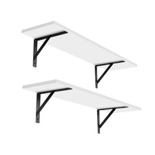 24 Inch White Floating Wall Shelves Set of 2 with Metal Brackets Easy Install