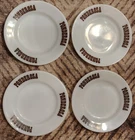 RARE PONDEROSA STEAK HOUS RESTAURANT PYREX MILK GLASS 6.25" PLATES SET OF 4 Vtg
