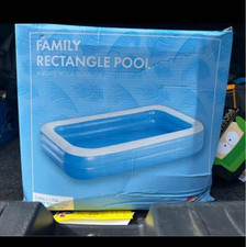 Family Rectangle Inflatable Pool 2.62m x 1.75m PVC 440L Blue/White + Patch