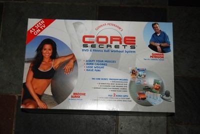 Gunnar Peterson's CORE SECRETS 4 DVDs + Fitness Ball Workout System - NEW SEALED
