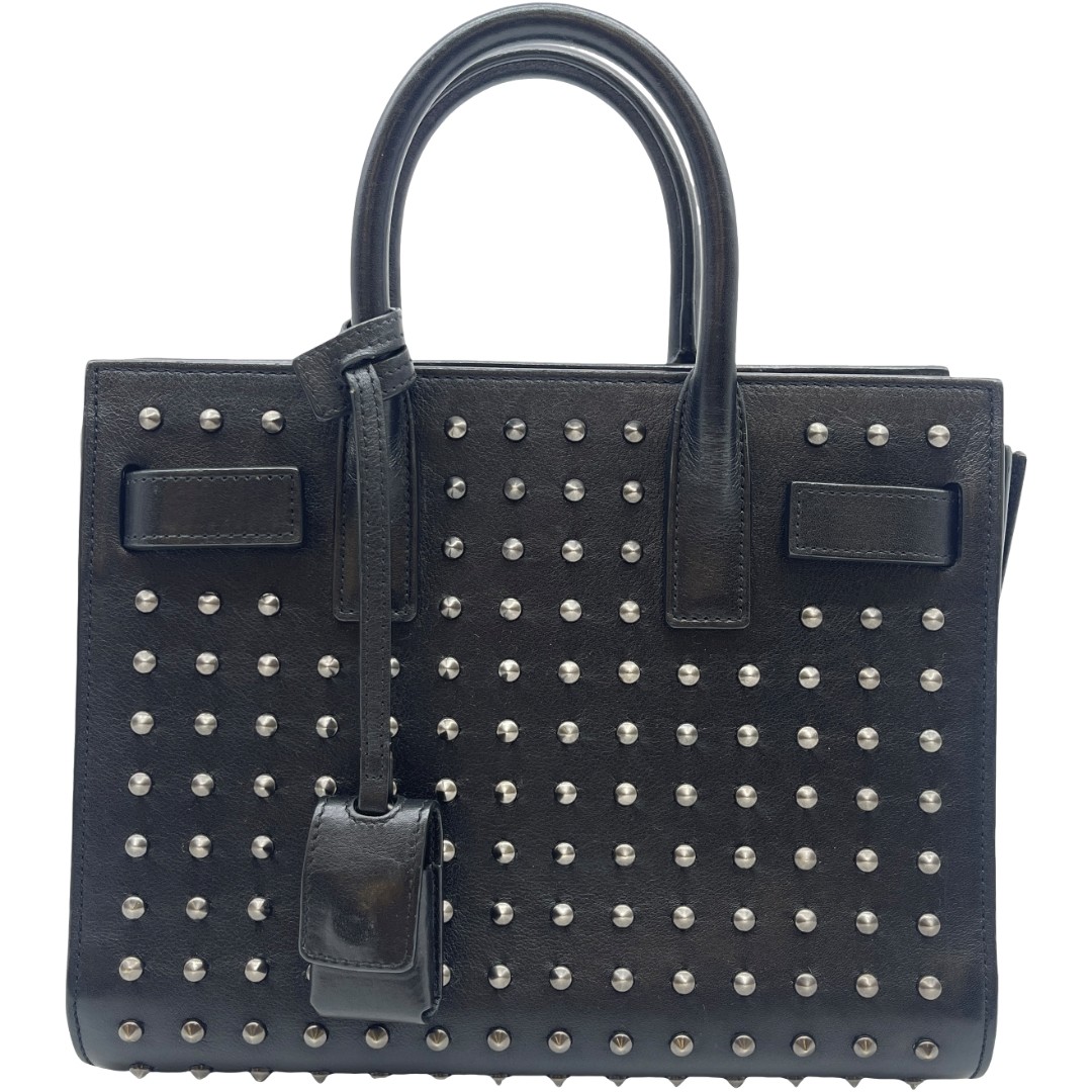 Borsa a tracolla originale SAINT LAURENT Sac du Jour borchie 2WAY borsa a mano nera #36636767