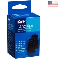 Replacement Cane Tip 3/4” in Black - Metal Reinforced with Skid-Resistant Design