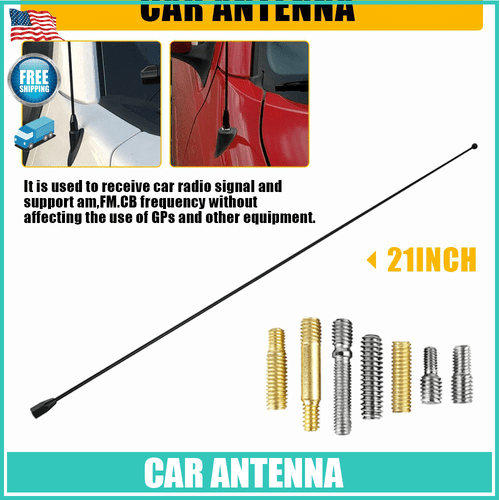 Black Universal 21" Car inch Auto Antenna Mast Power FM/AM Stereo Radio Aerial A