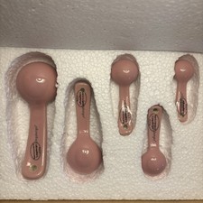 Longaberger Woven Traditions retired PINK 5-Pc Ceramic Measuring Spoon Set NIB 