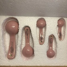 Longaberger Woven Traditions retired PINK 5-Pc Ceramic Measuring Spoon Set NIB 