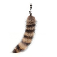 Women Faux Fur Fox Tail Cosplay Bag Keyring Keychain Jewelry Gifts DIY