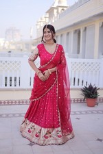 Dola Silk Lehenga Choli Dupatta Set Meena Weaving Sequins Embroidery Wedding