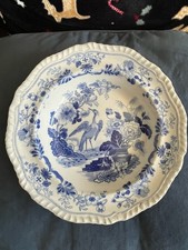 Blue And White 19th C Canton Chinnoiserie Pattern Plate.