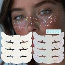 Holographic Gold Glitter Freckles Face Temporary Tattoos Stickers Waterproof