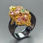 Vintage Unique Natural Tourmaline Ring 925 Sterling Silver Size 6.5 /R471929