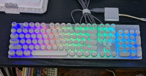 E-Yooso Z-88 Mechanical Gaming Keyboard Metallic Round Buttons Wired Typewriter - 第 4/4 張圖片