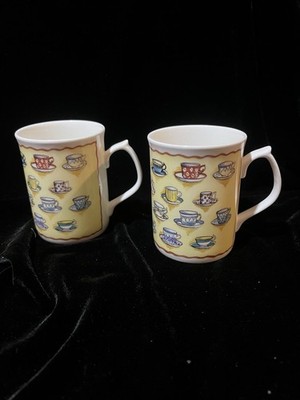 Two Tea Cups-Tea Cup & Tea pot Pattern Duchess Fine Bone China Made In England