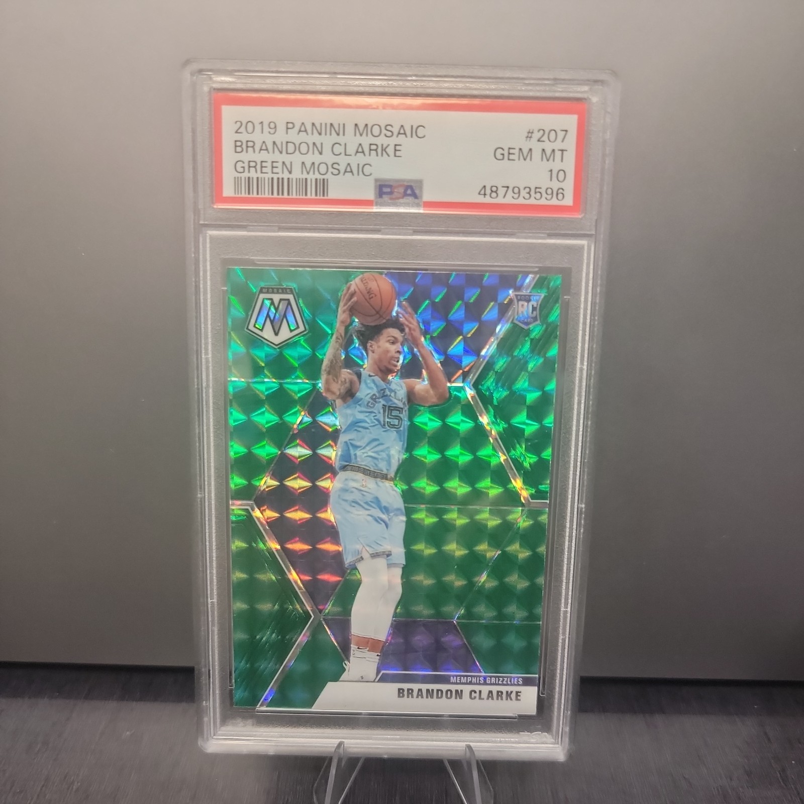 2019-20 Panini Mosaic - Rookies Brandon Clarke #207 Green Prizm (RC)