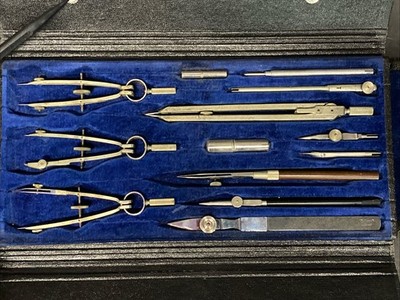 Vintage Ridgways Drafting Set w/Box Drawing Tool Architecture Ridgeway E6