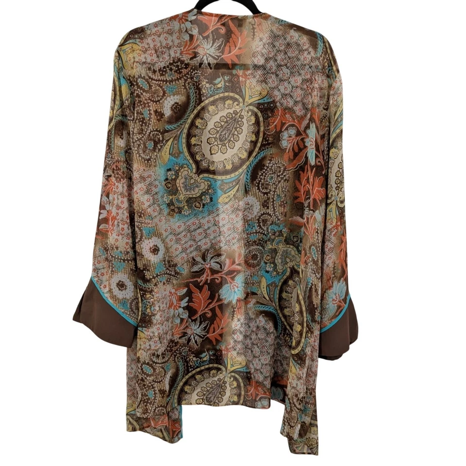 Anna Maxwell Paisley Boho Kimono Cardigan Women Size 22W Festival Patchwork Art - Image 2 of 4