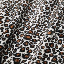 Small Leopard Print Faux Fur Fabric   Ivory Brown Black Short Pile Soft Fur