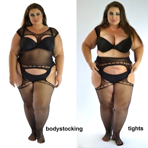 Plus Size 14-36 Tights, Mock Suspenders Bodystocking, Stockings, Lingerie, BBW - Picture 2 of 24