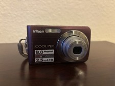 NIKON Coolpix S210 8.0MP Digital Camera 3X Optical Zoom Plum Tested- No Charger