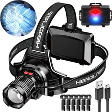 25000LM LED HEADLAMP Rechargeable Headlight Zoomable Head Torch Lamp Flashlight