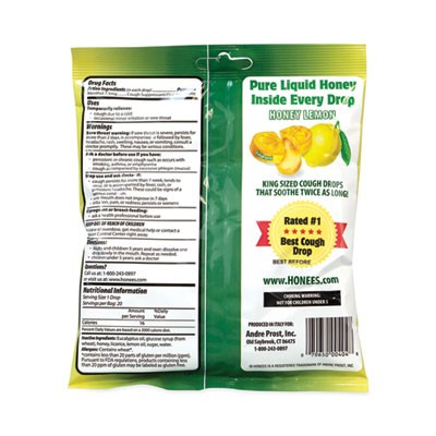 HONEES Cough Drops, Honey-Lemon, 20 per Bag, 6 Bags/Pack 404 AMBROSOLI HONEES - Picture 4 of 4