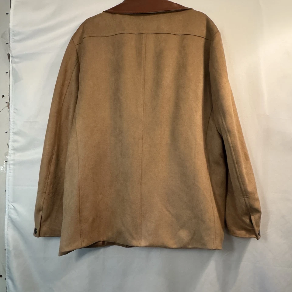 Chaqueta Blazer Manly Para Hombre XL Tostada Imitación Gamuza con Borde Marrón Imitación Cuero Foto 2 de 4