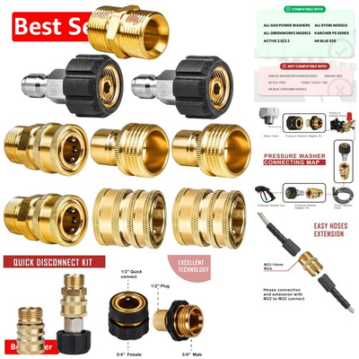 #ad #ad Corrosion Resistant Pressure Washer Quick Disconnect Kit M22 amp; 3 4#x27;#x27; Fittings $32.99