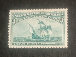 1893 MVLH U.S. Scott #232 Green 3 Cent Flagship of Columbus