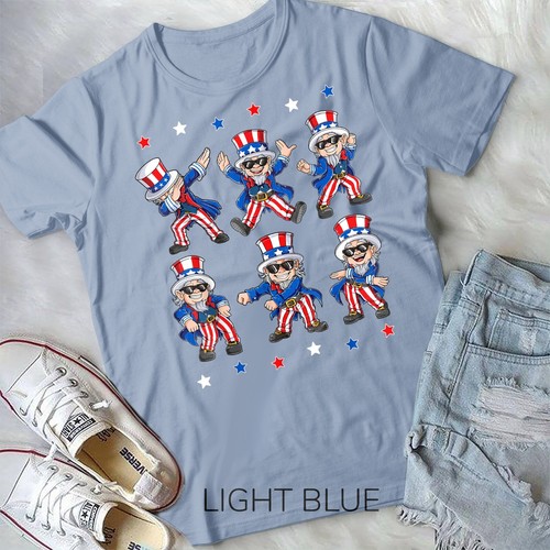 Dancing Dabbing Uncle Sam 4th of July Boys Girls Kids Dance Unisex T-shirt - Picture 4 of 11
