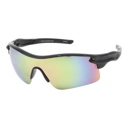 Kids Boys & Girls Sunglasses Sporty Wrap Around Half Rim Mirror Lens UV400 - Picture 6 of 25