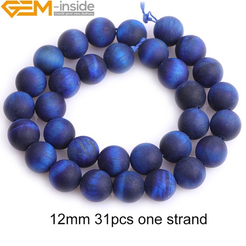 "Cuentas redondas de piedras preciosas ojo de tigre verde esmerilado azul lapislázuli sueltas para hacer joyas 15""" - Imagen 33 de 33