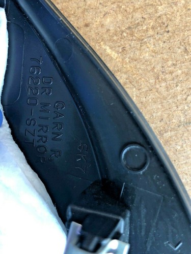 2011-2016 HONDA CR-Z RIGHT DOOR MIRROR GARNISH TRIM BEZEL 76220-SZT BLACK OEM - Picture 8 of 8